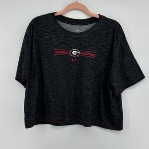 Nike UGA Black Short Sleeve Crop Top Tshirt with Red Logo Size XL